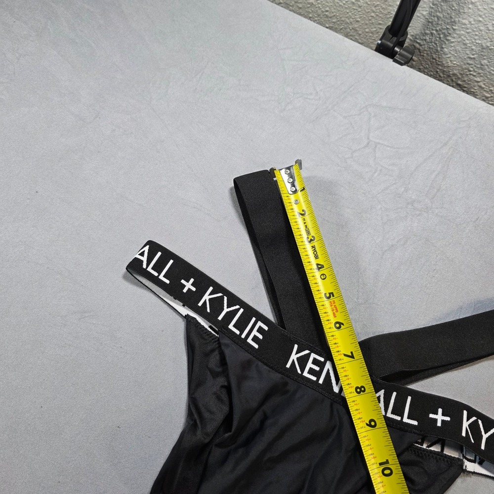 Kendall‎ + Kylie Black Logo Triangle Bikini Set High Cut Strappy KKSA-10227 New - Picture 9 of 12